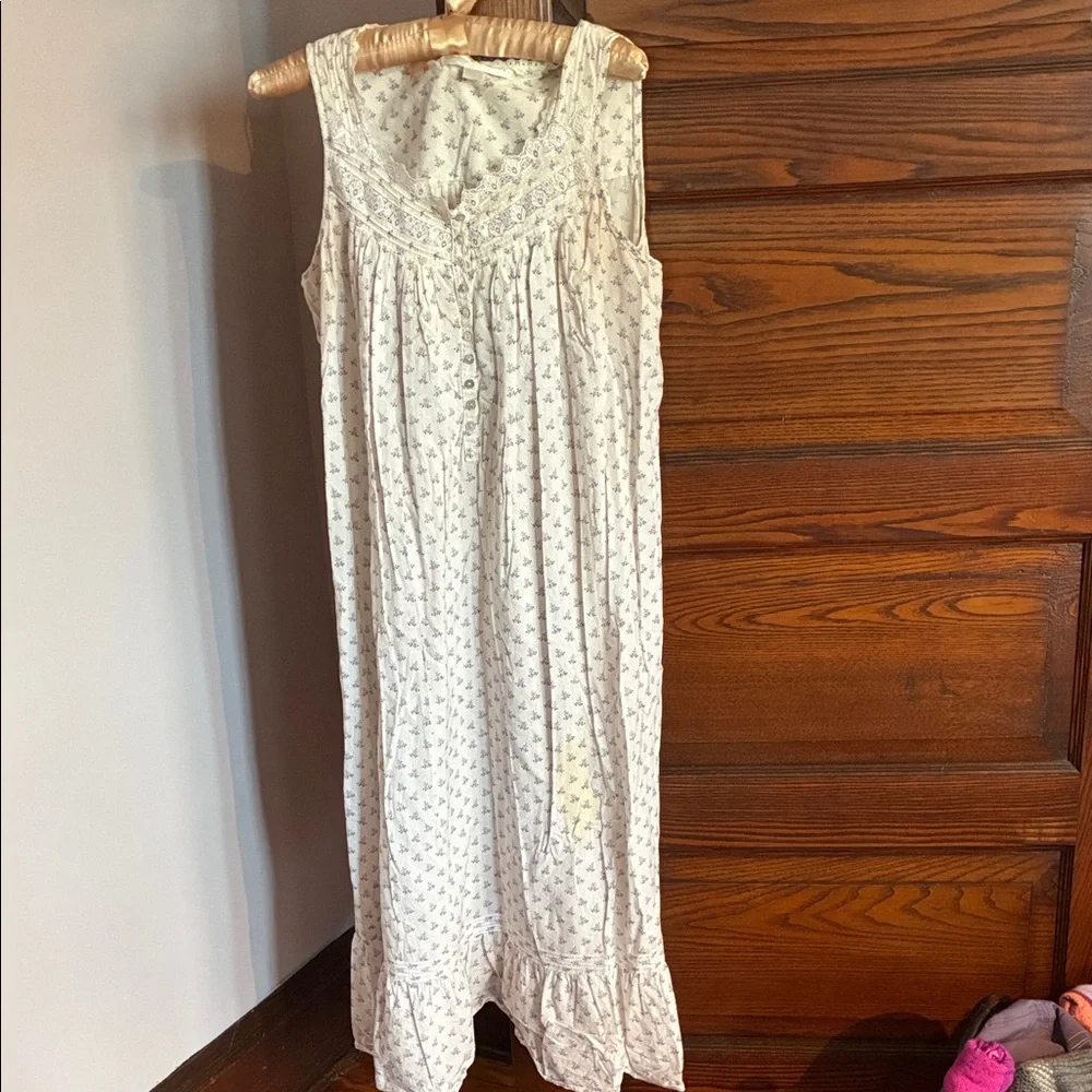 Eileen West Cream Nightgown with Purple Floral Print